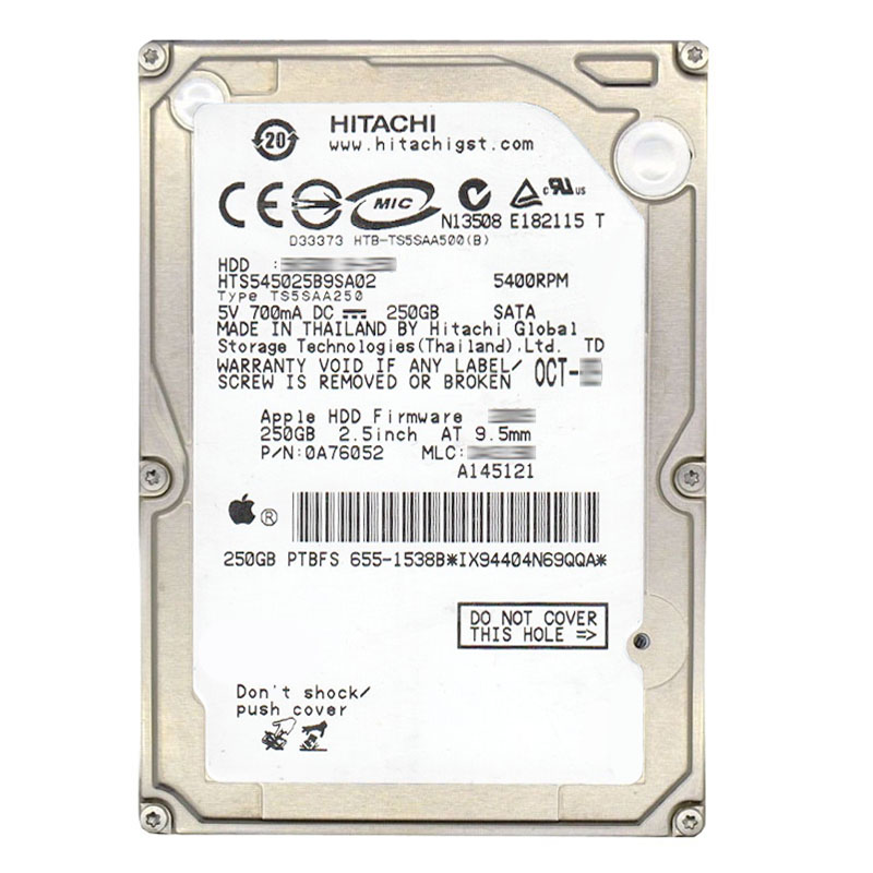 Hitachi 0A76052 - 250GB 5.4K SATA 1.5Gbps 2.5Inch 8MB Cache Hard Drive