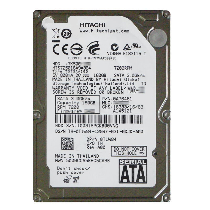 Hitachi 0A76481 - 160GB 7.2K SATA 3.0Gbps 2.5Inch 16MB Cache Hard Drive