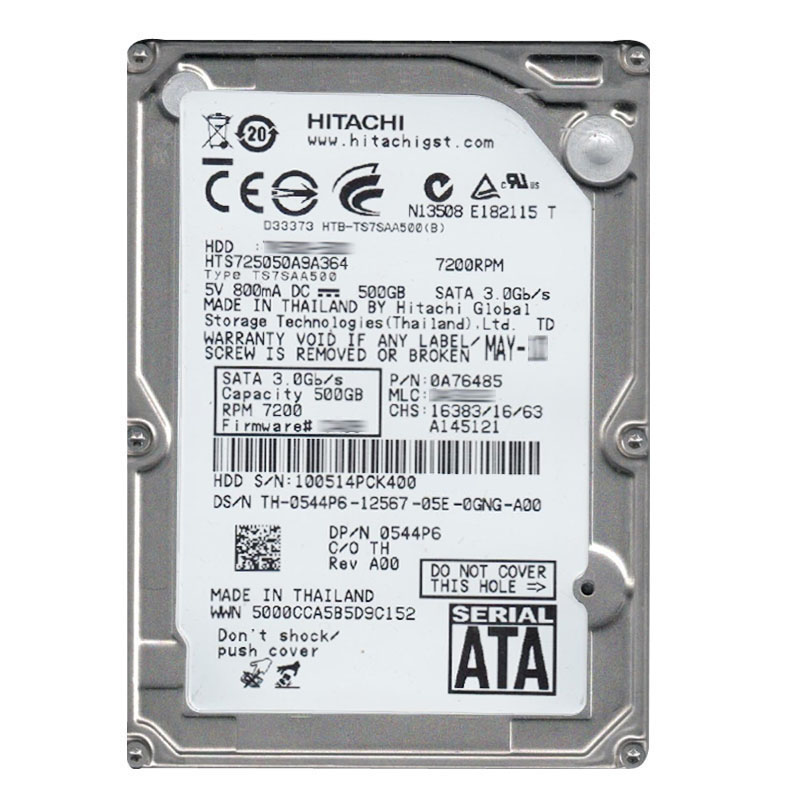 Hitachi 0A76485 - 500GB 7.2K SATA 3.0Gbps 2.5Inch 16MB Cache Hard Drive