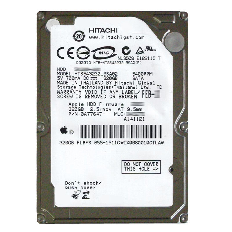 Hitachi 0A77647 - 320GB 5.4K SATA 1.5Gbps 2.5Inch 8MB Cache Hard Drive