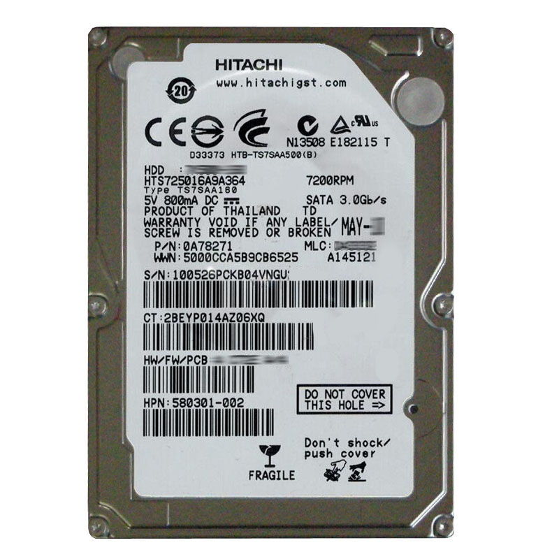 Hitachi 0A78271 - 160GB 7.2K SATA 3.0Gbps 2.5Inch 16MB Cache Hard Drive