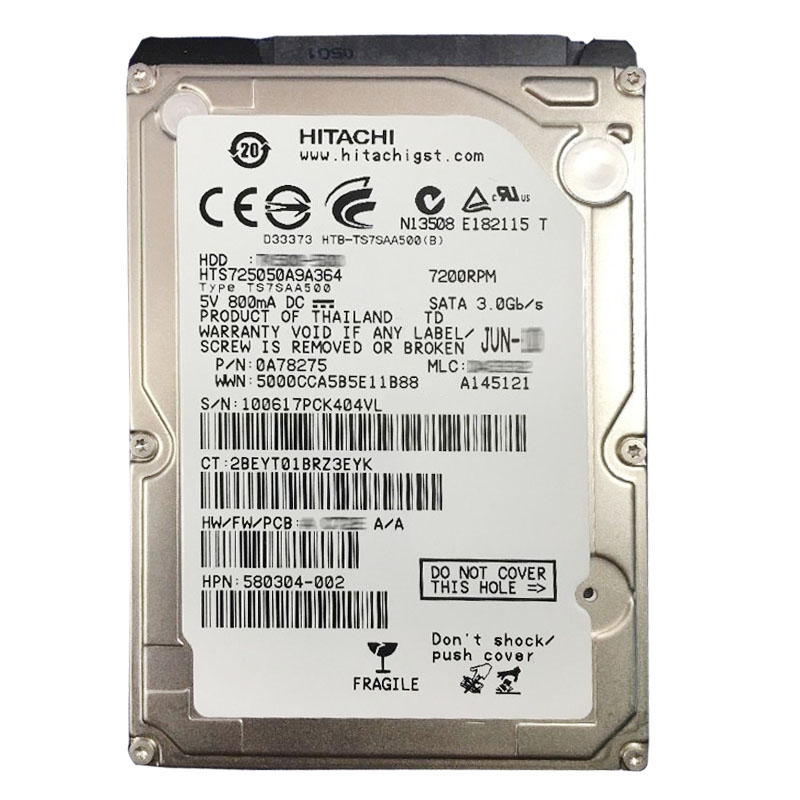 Hitachi 0A78275 - 500GB 7.2K SATA 3.0Gbps 2.5Inch 16MB Cache Hard Drive