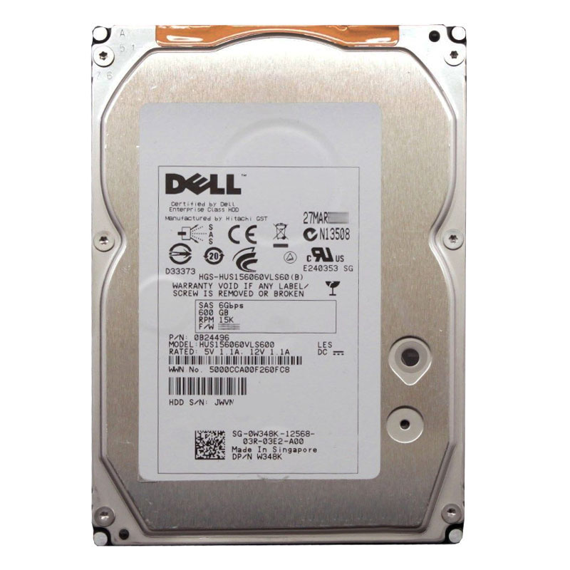 0B24496.jpg Hitachi 0B24496 - 600GB 15K SAS 6.0Gbps 3.5Inch 64MB Cache Hard Drive - Image 1