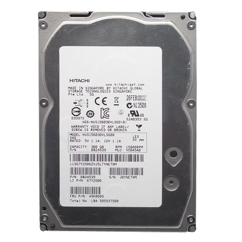 0B24539.jpg Hitachi 0B24539 - 300GB 15K SAS 6.0Gbps 3.5" 64MB Cache Hard Drive - Image 1