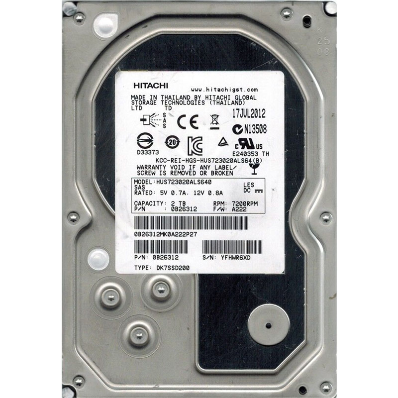 Hitachi 0B26312 - 2TB 3.5Inch 64MB 7200RPM SAS Ultra Hard Drive