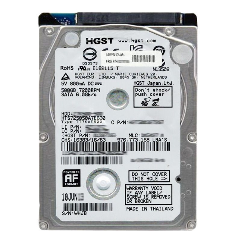 Lenovo 0C54494 - 500GB 7.2K SATA 6.0Gbps 2.5" Hard Drive