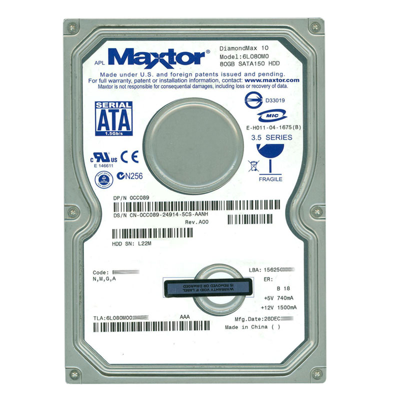 Dell 0CC089 - 80GB 7.2K SATA 3.5" 8MB Cache Hard Drive