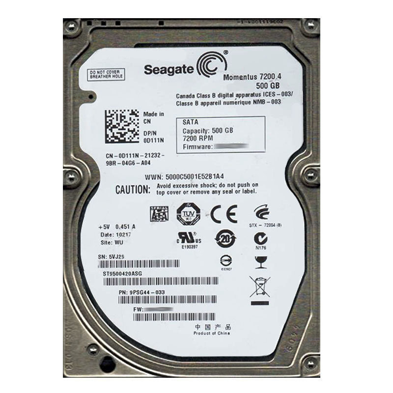 Dell 0D111N - 500GB 5.4K SATA 2.5" Hard Drive