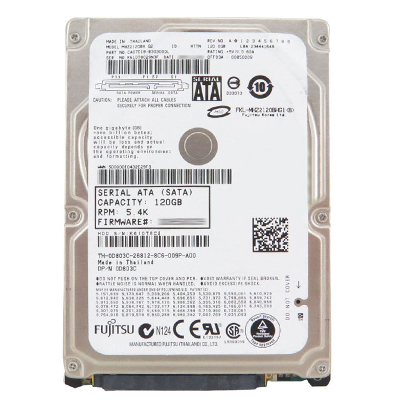 Dell 0D803C - 120GB 5.4K SATA 2.5" 8MB Cache Hard Drive