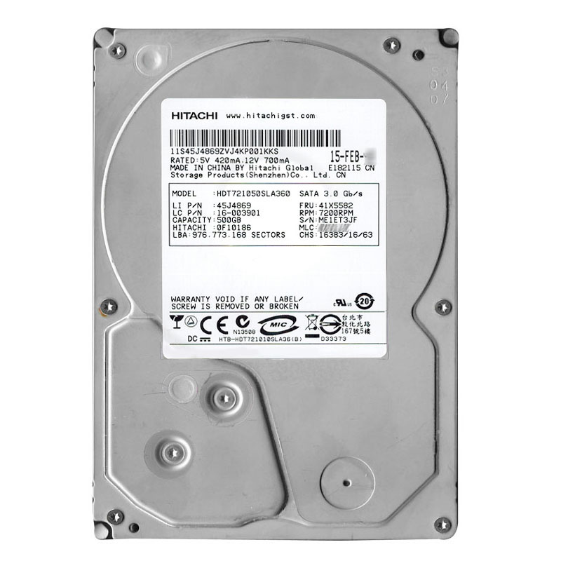 Hitachi 0F10186 - 500GB 7.2K SATA 3.0Gbps 3.5Inch 16MB Cache Hard Drive