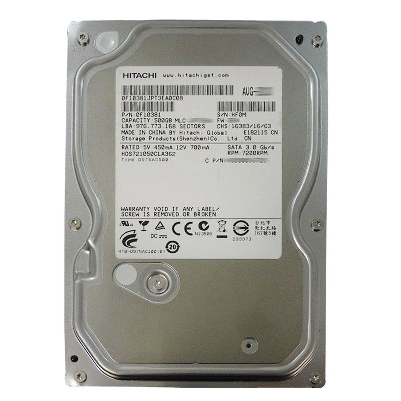 Hitachi 0F10381 - 500GB 7.2K SATA 3.0Gbps 3.5Inch 16MB Cache Hard Drive