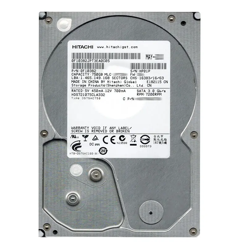 0F10382.jpg Hitachi 0F10382 - 750GB 7.2K SATA 3.0Gbps 3.5Inch 32MB Cache Hard Drive - Image 1