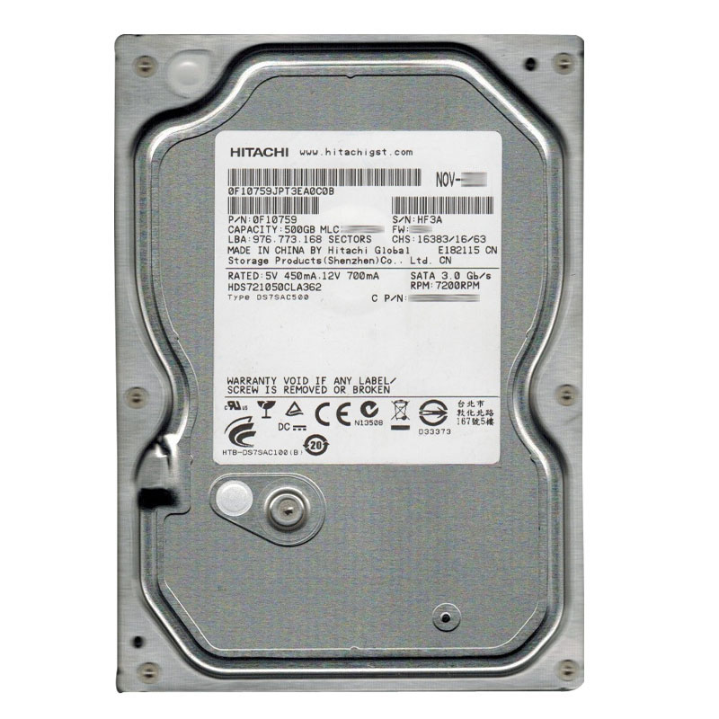 Hitachi 0F10759 - 500GB 7.2K SATA 3.0Gbps 3.5Inch 16MB Cache Hard Drive