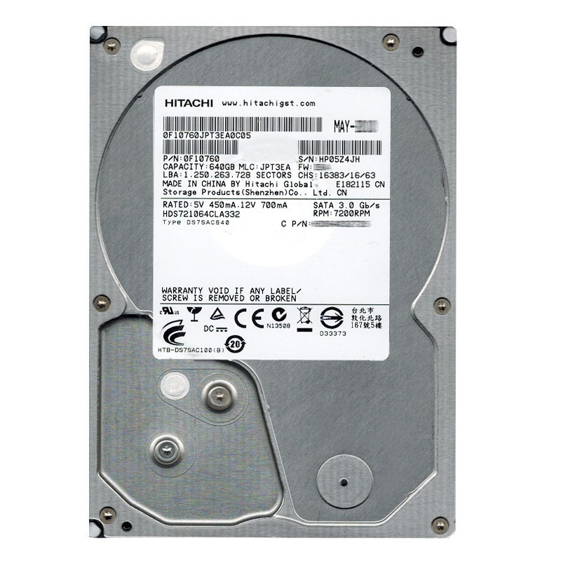Hitachi 0F10760 - 640GB 7.2K SATA 3.0Gbps 3.5Inch 32MB Cache Hard Drive