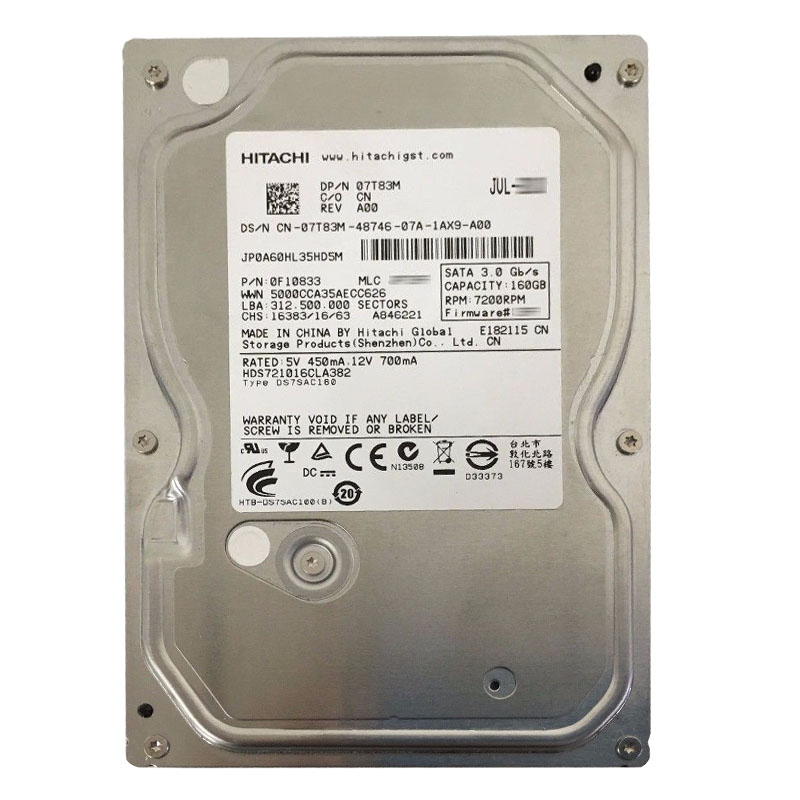 Hitachi 0F10833 - 160GB 7.2K SATA 3.0Gbps 3.5Inch 8MB Cache Hard Drive