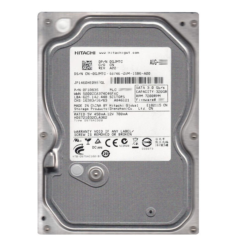 Hitachi 0F10835 - 320GB 7.2K SATA 3.0Gbps 3.5Inch 16MB Cache Hard Drive