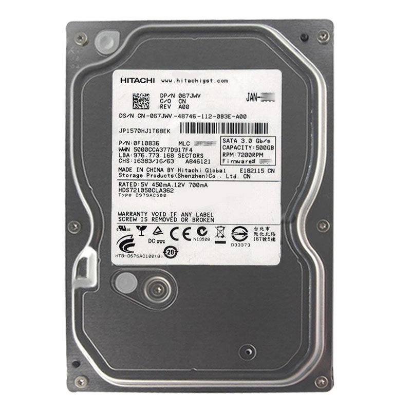Hitachi 0F10836 - 500GB 7.2K SATA 3.0Gbps 3.5Inch 16MB Cache Hard Drive