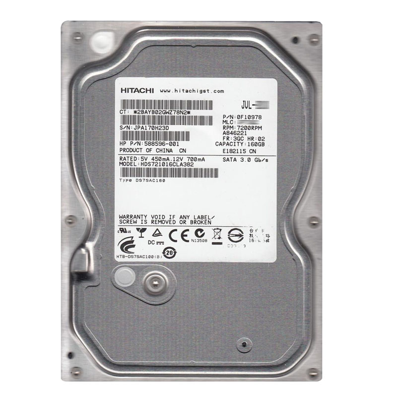 0F10978.jpg Hitachi 0F10978 - 160GB 7.2K SATA 3.0Gbps 3.5Inch 8MB Cache Hard Drive - Image 1