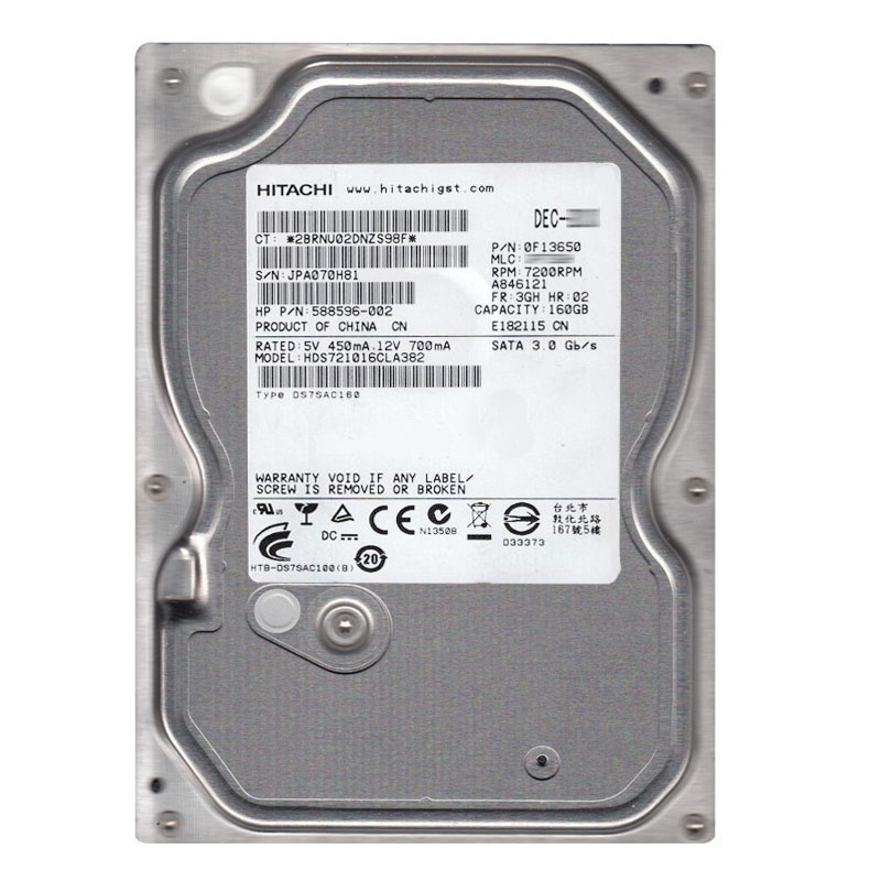 Hitachi 0F13650 - 160GB 7.2K SATA 3.0Gbps 3.5Inch 8MB Cache Hard Drive