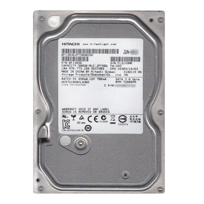 Hitachi 0F13836 - 500GB 7.2K SATA 3.0Gbps 3.5Inch 16MB Cache Hard Drive