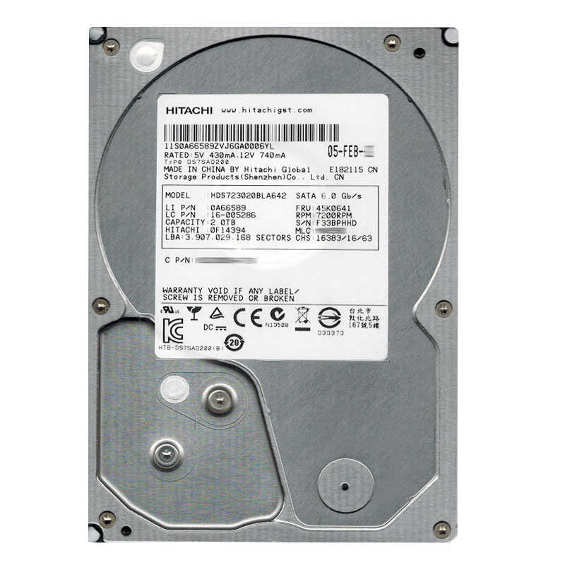 Hitachi 0F14394 - 2TB 7.2K SATA 6.0Gbps 3.5Inch 64MB Cache Hard Drive