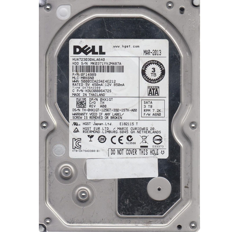 0F14989.jpg Dell 0F14989 - 3TB 7.2K SATA 3.5" Hard Drive - Image 1