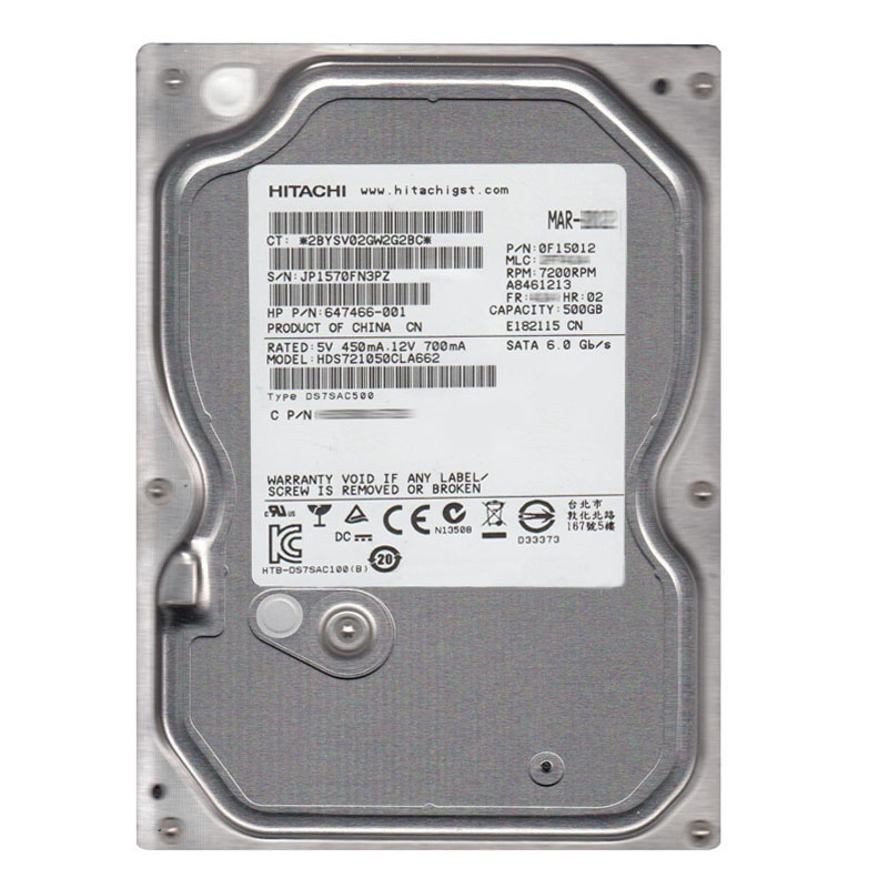 0F15012.jpg Hitachi 0F15012 - 500GB 7.2K SATA 6.0Gbps 3.5Inch 16MB Cache Hard Drive - Image 1