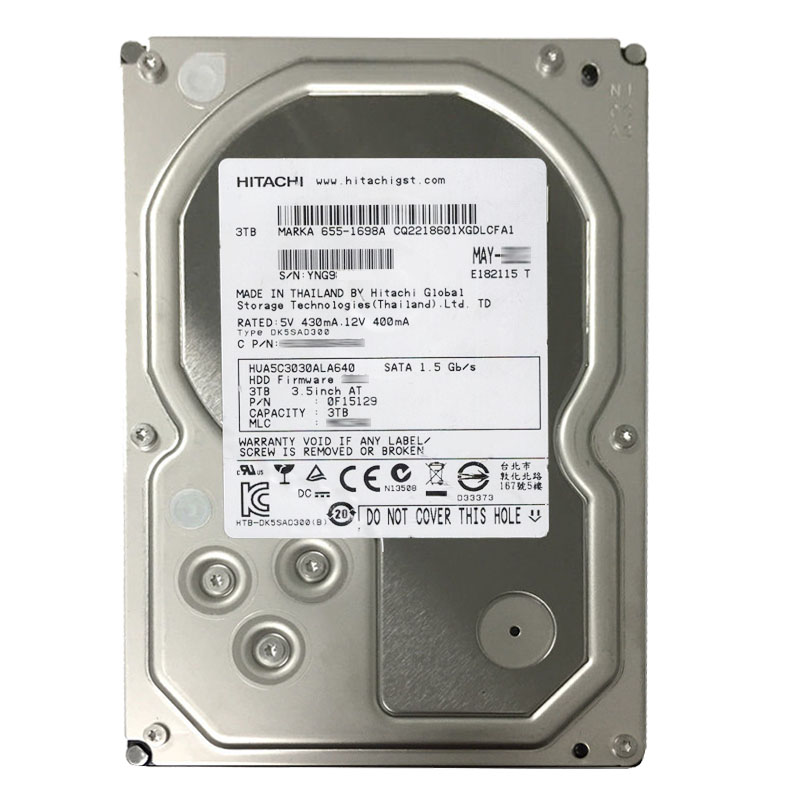 0F15129.jpg Hitachi 0F15129 - 3TB 5.7K SATA 1.5Gbps 3.5Inch 64MB Cache Hard Drive - Image 1