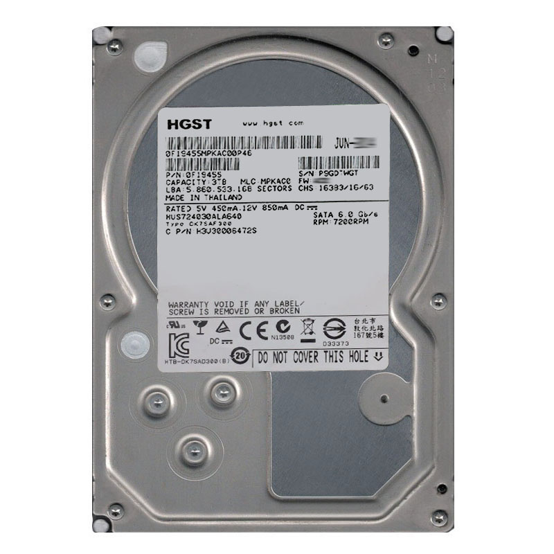 0F19455.jpg Hitachi 0F19455 - 3TB 7.2K SATA 6.0Gbps 3.5" 64MB Cache Hard Drive - Image 1
