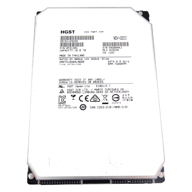 0F21391.jpg Hitachi 0F21391 - 10TB 7.2K SATA 6.0Gbps 3.5" 256MB Cache Hard Drive - Image 1