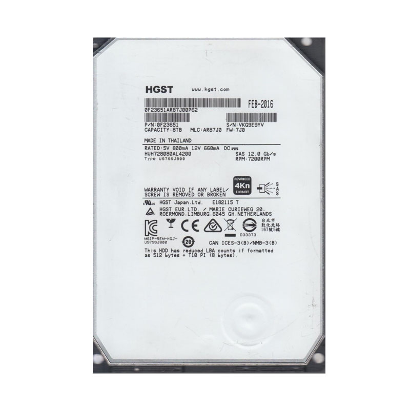 0F23651.jpg Hitachi 0F23651 - 8TB 7200RPM 3.5Inch SAS 12GBPS 128MB Cache Hard Drive - Image 1
