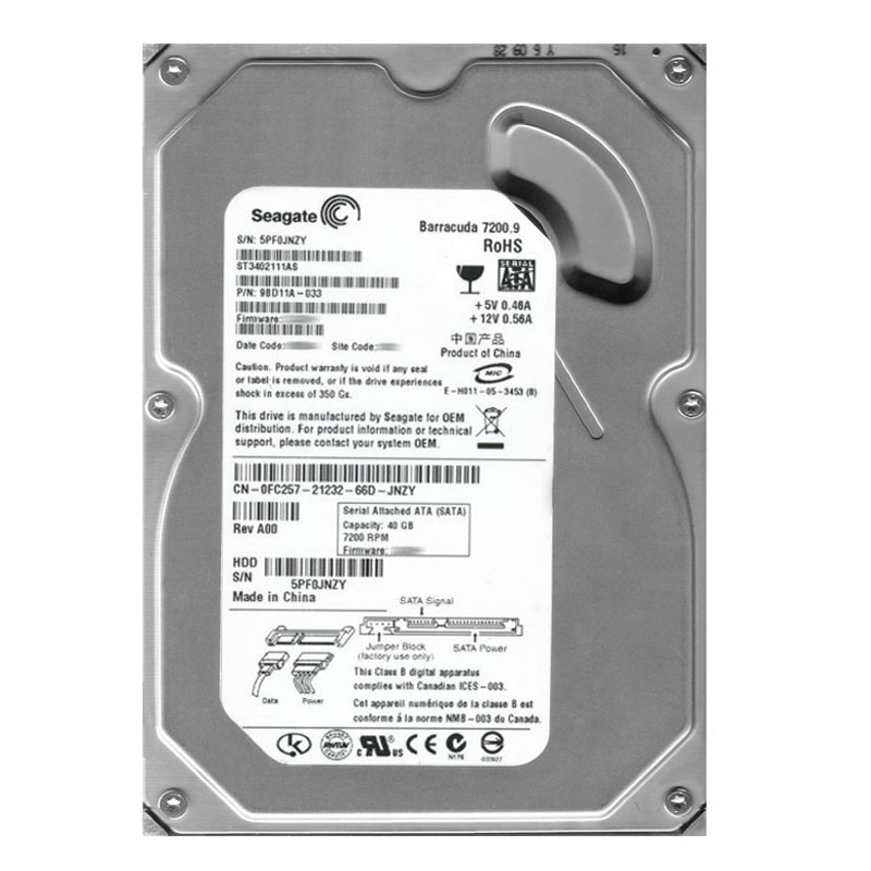 Dell 0FC257 - 40GB 7.2K SATA 3.5" Hard Drive