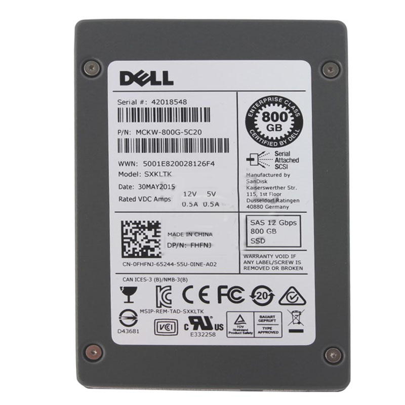 0FHFNJ.jpg Dell 0FHFNJ - 800GB SAS 2.5" SSD - Image 1