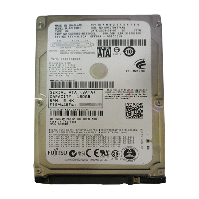 Dell 0G394R - 160GB 5.4K SATA 2.5" Hard Drive