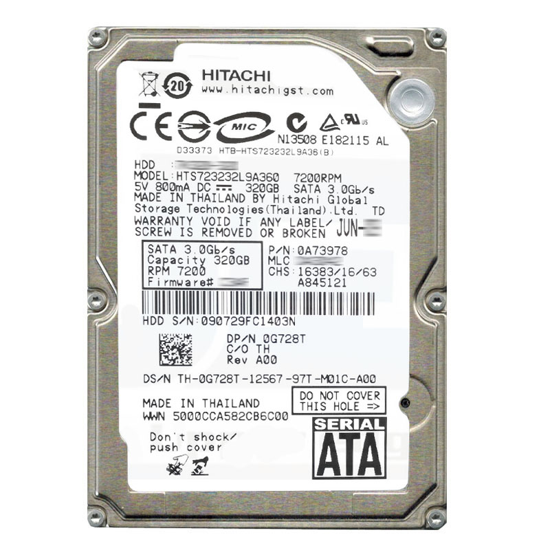 Dell 0G728T - 320GB 7.2K SATA 2.5" Hard Drive