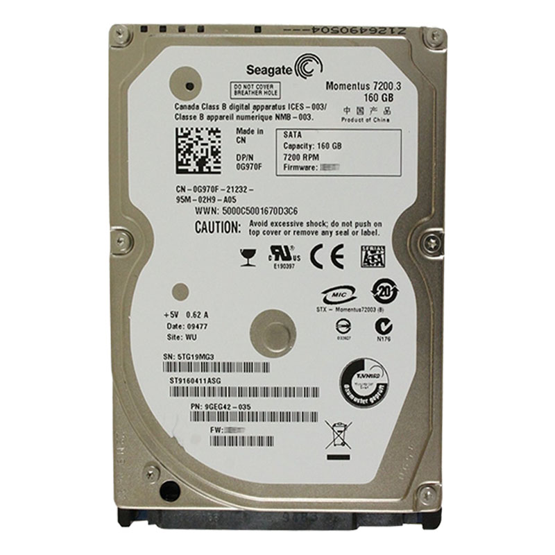 Dell 0G970F - 160GB 7.2K SATA 2.5" Hard Drive