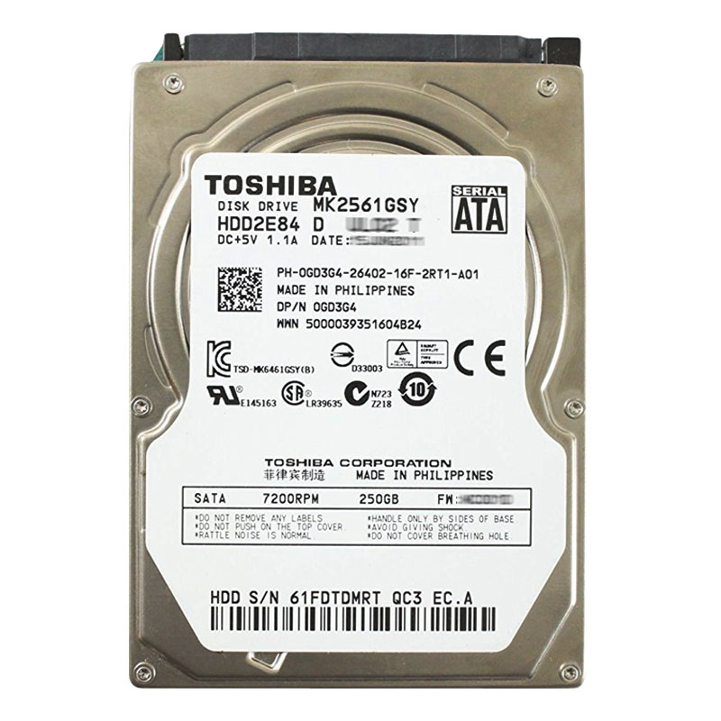 Dell 0GD3G4 - 250GB 7.2K SATA 3.0Gbps 2.5" Hard Drive