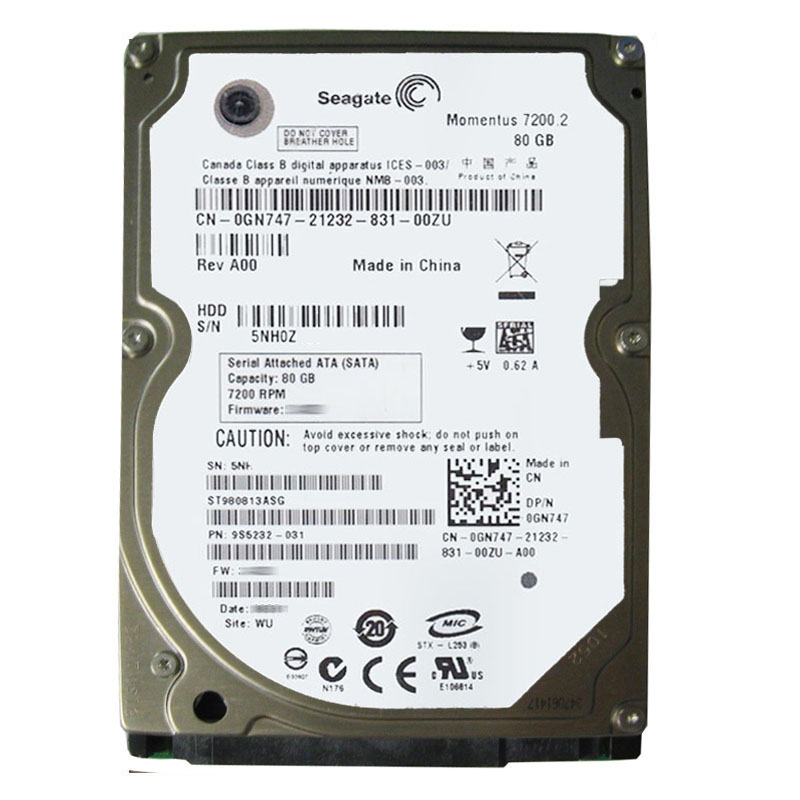 Dell 0GN747 - 80GB 7.2K SATA 2.5" 8MB Cache Hard Drive