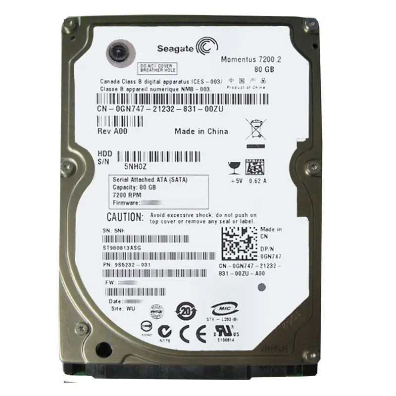 0GN747.jpg Dell 0GN747 - 80GB 7.2K SATA 2.5" 8MB Cache Hard Drive - Image 1