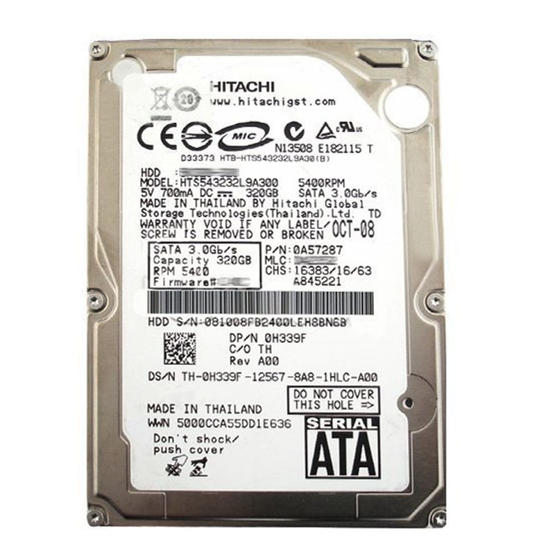 Dell 0H339F - 320GB 5.4K SATA 3.0Gbps 2.5" Hard Drive