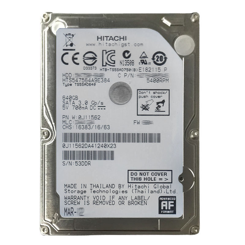 Hitachi 0J11562 - 640GB 5.4K SATA 3.0Gbps 2.5Inch 8MB Cache Hard Drive