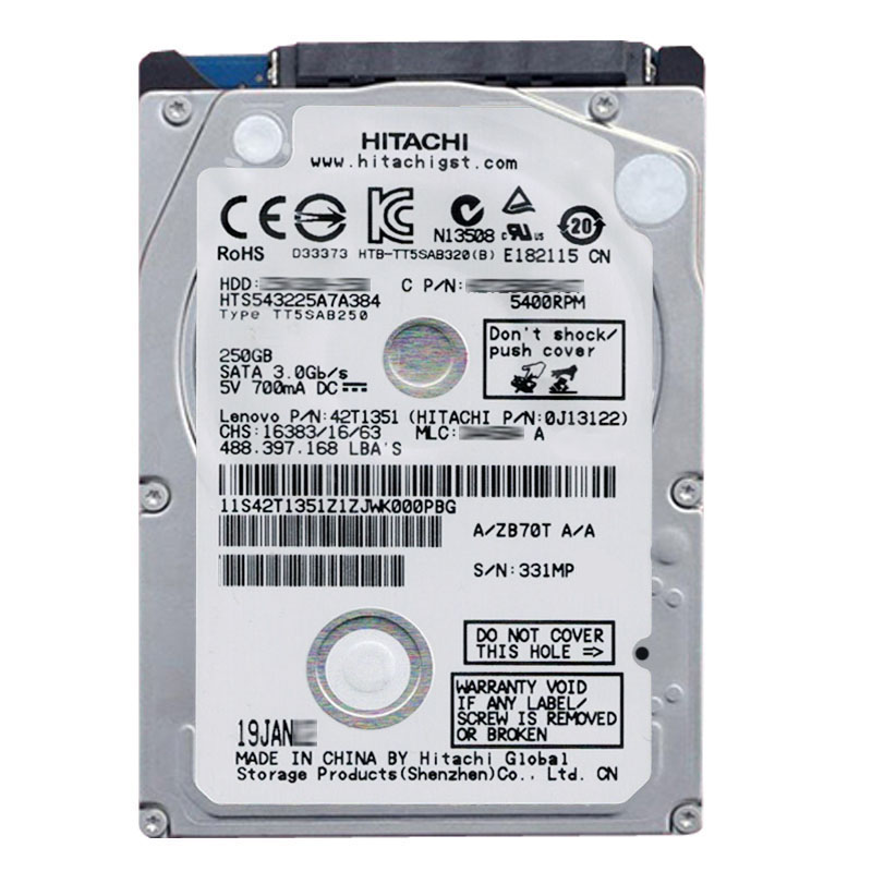 Hitachi 0J13122 - 250GB 5.4K SATA 3.0Gbps 2.5Inch 8MB Cache Hard Drive