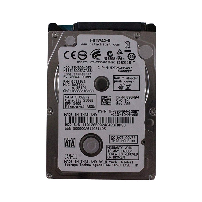 0J13162.jpg 0J13162 Hitachi - 250GB 5.4K SATA 2.5" Hard Drive - Image 1