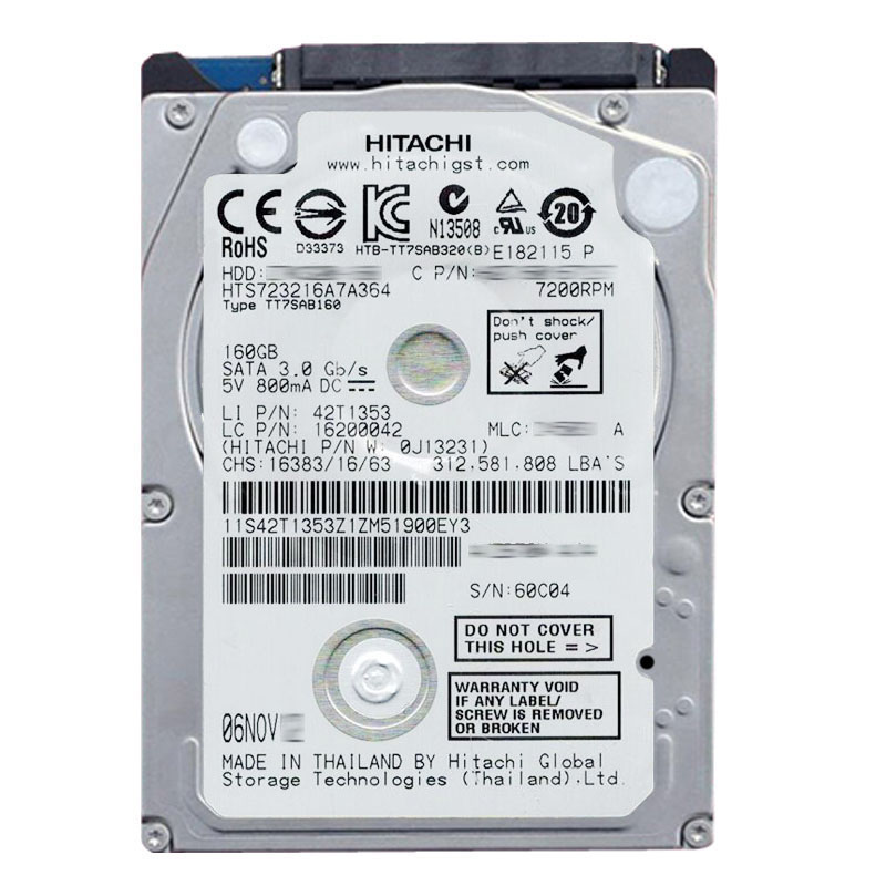 Hitachi 0J13231 - 160GB 7.2K SATA 3.0Gbps 2.5Inch 16MB Cache Hard Drive