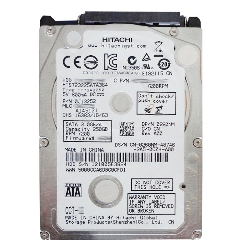 Hitachi 0J13252 - 250GB 7.2K SATA 3.0Gbps 2.5Inch 16MB Cache Hard Drive
