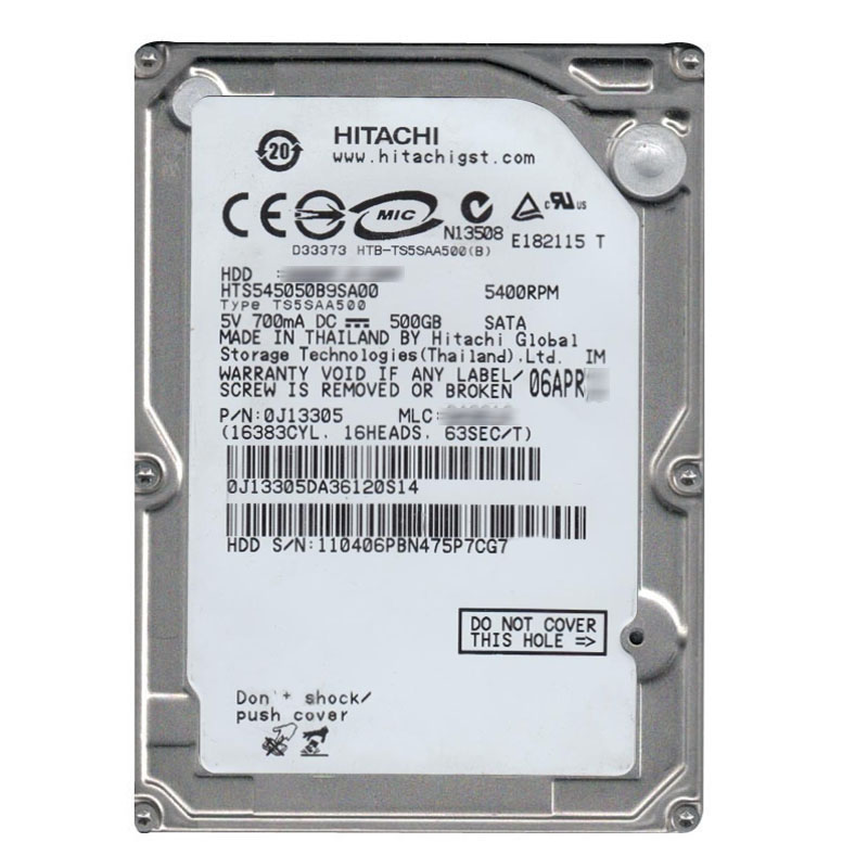 Hitachi 0J13305 - 500GB 5.4K SATA 1.5Gbps 2.5Inch 8MB Cache Hard Drive