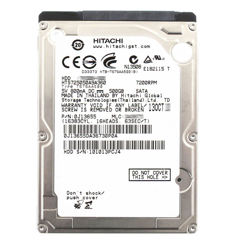 Hitachi 0J13655 - 500GB 7.2K SATA 2.5Inch 16MB Cache Hard Drive
