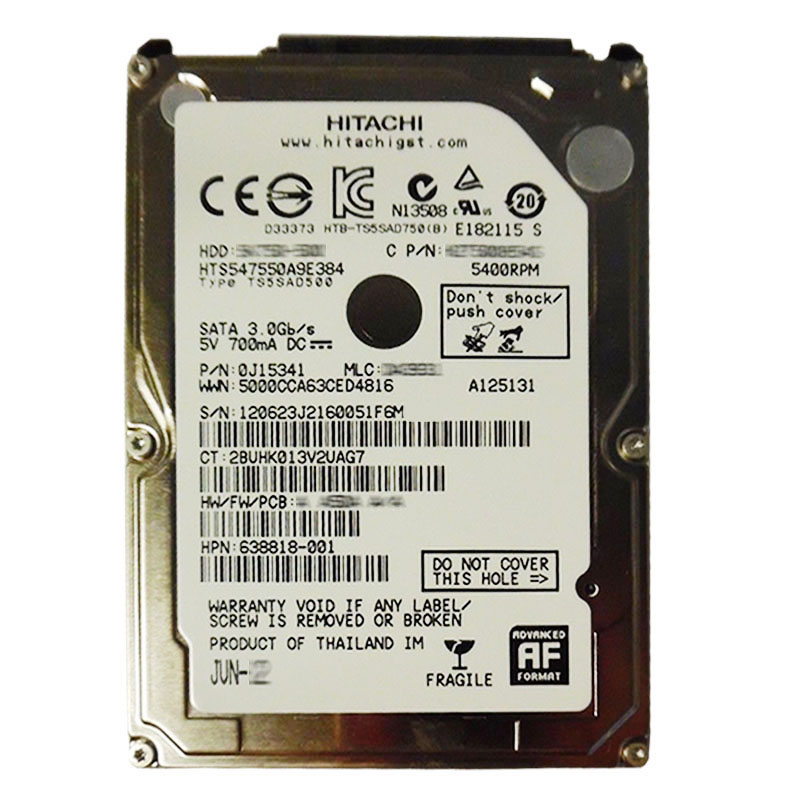 Hitachi 0J15341 - 500GB 5.4K SATA 3.0Gbps 2.5Inch 8MB Cache Hard Drive