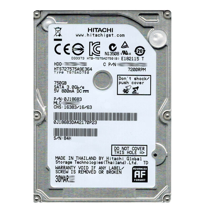 Hitachi 0J18683 - 750GB 7.2K SATA 3.0Gbps 2.5Inch 16MB Cache Hard Drive