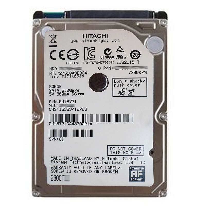 Hitachi 0J18721 - 500GB 7.2K SATA 3.0Gbps 2.5Inch 16MB Cache Hard Drive